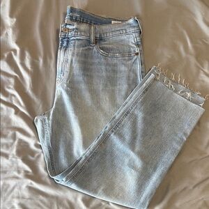 Old Navy Light Blue Cropped Frayed Hem Jeans